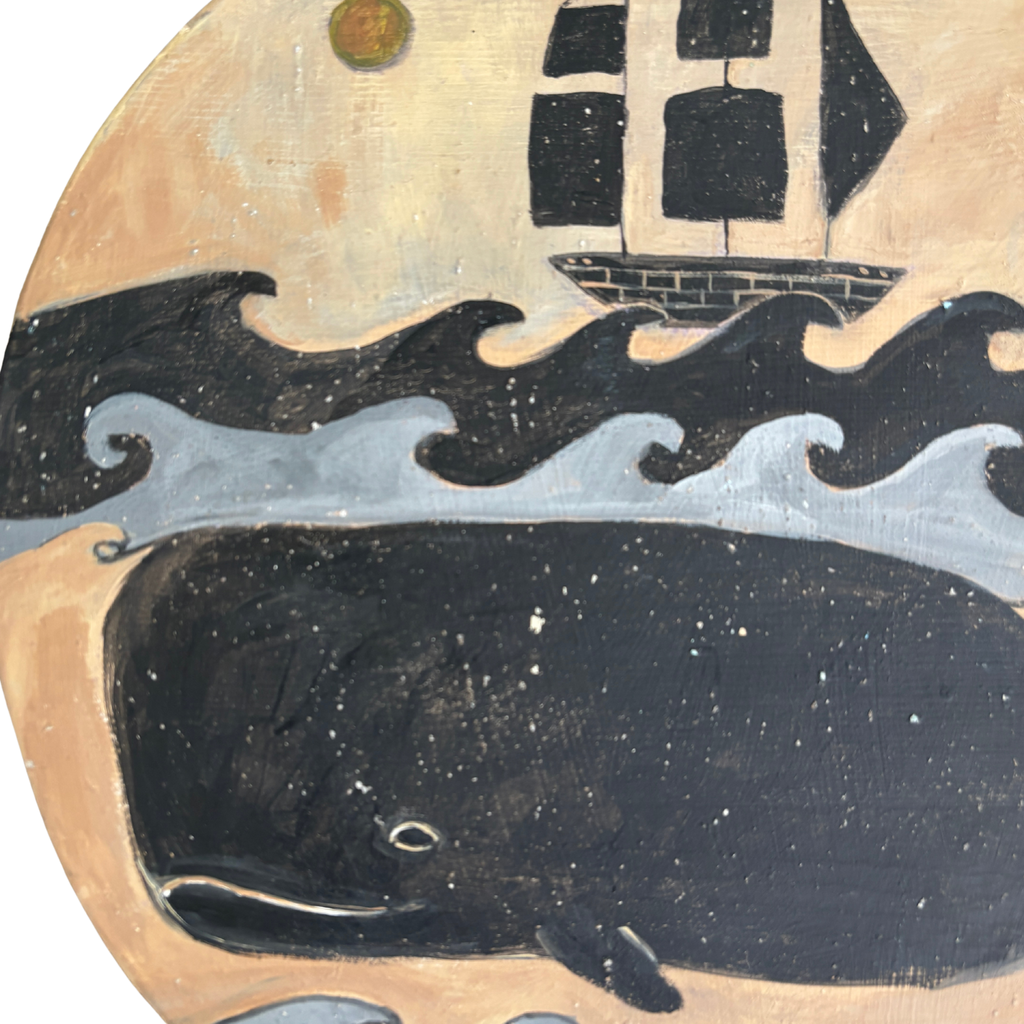 Original Melinda Kirkpatrick Round Folk Art Whale Painting
