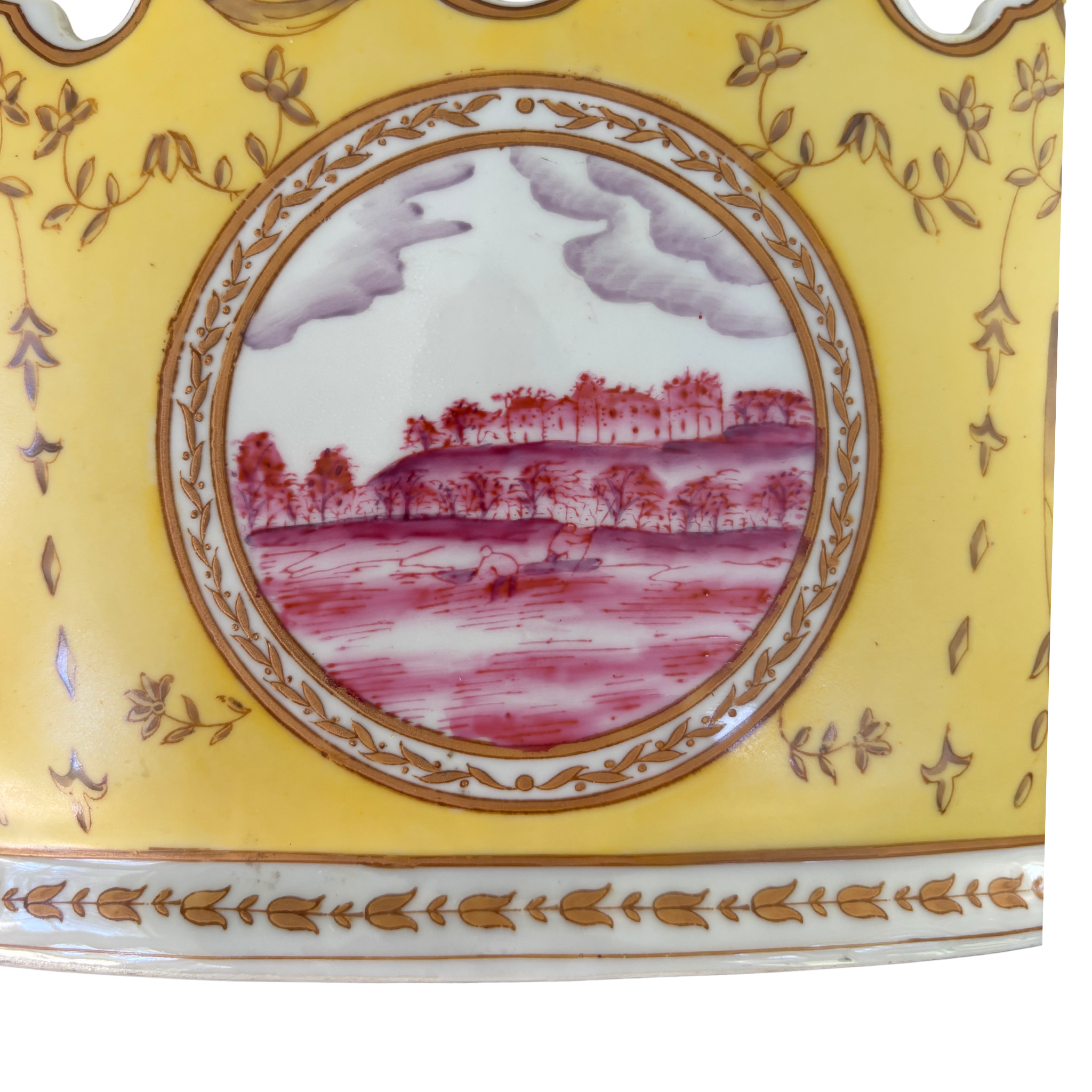 Yellow and Hot Pink Chinoiserie Cachepot