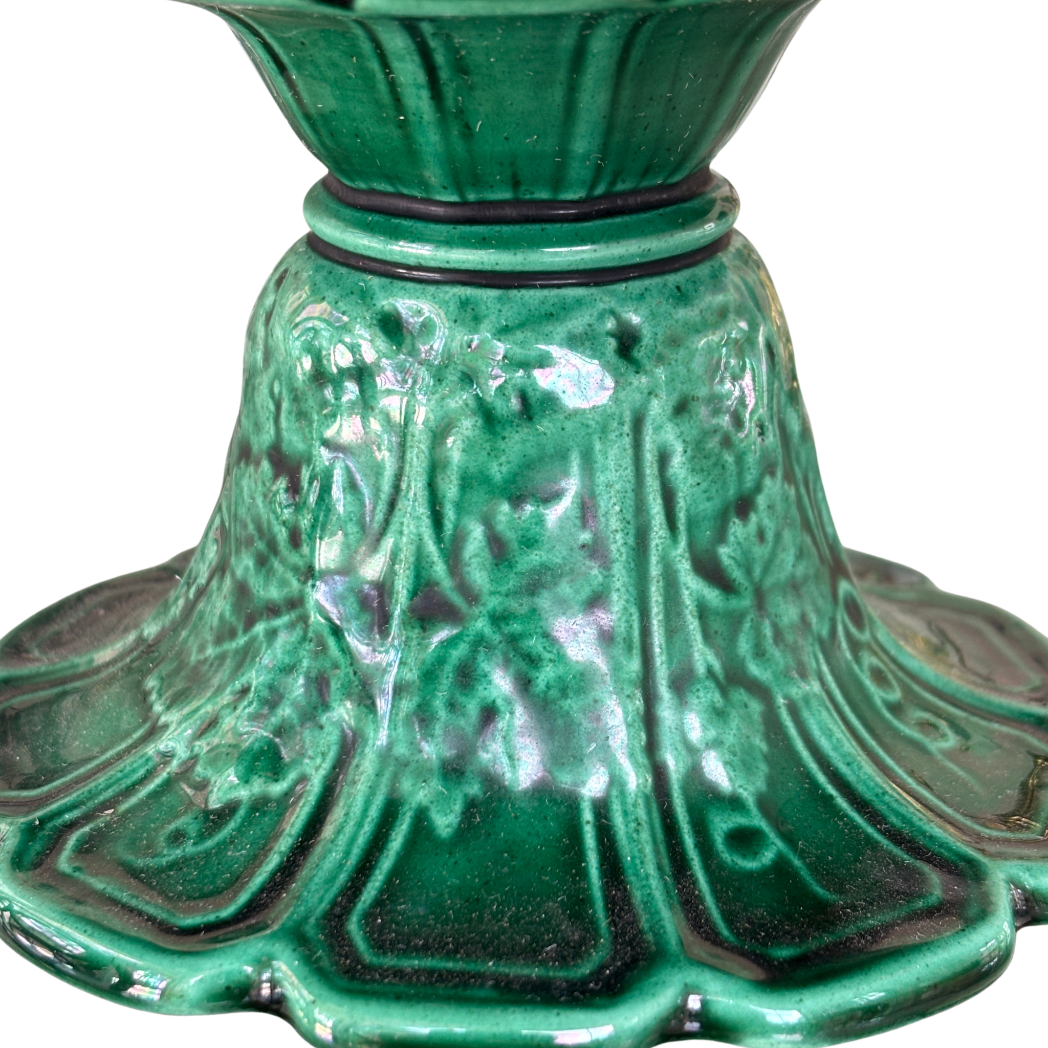 Antique French Sarreguemines Majolica Grapevine Compote
