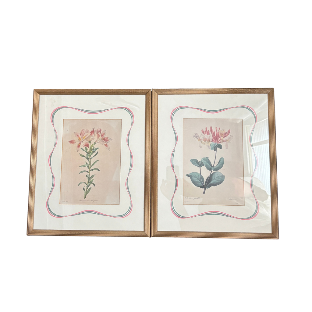 Vintage Reproduction Antique Botanicals Pair