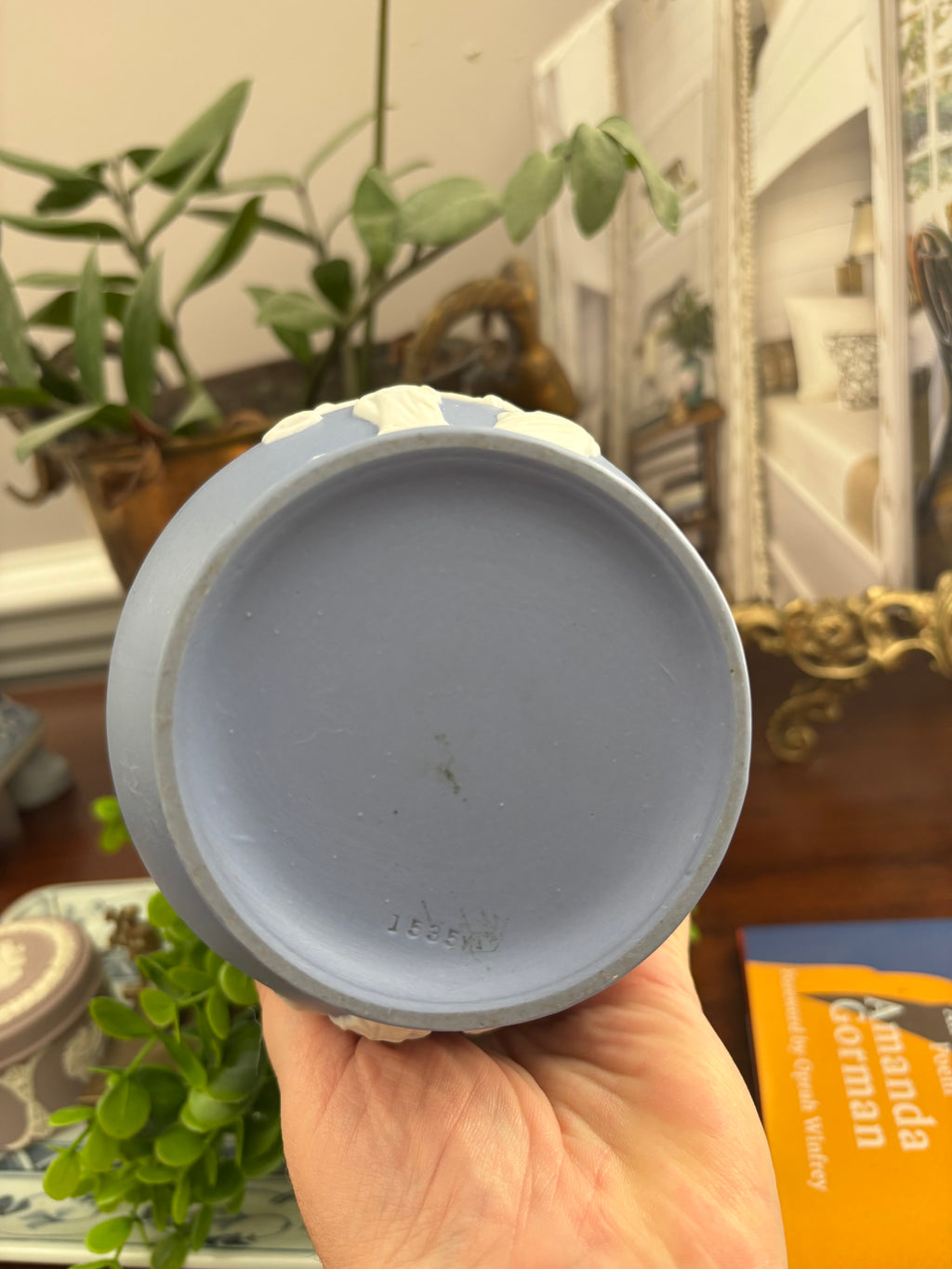 Wedgwood-Style Lavendar Blue Cachepot