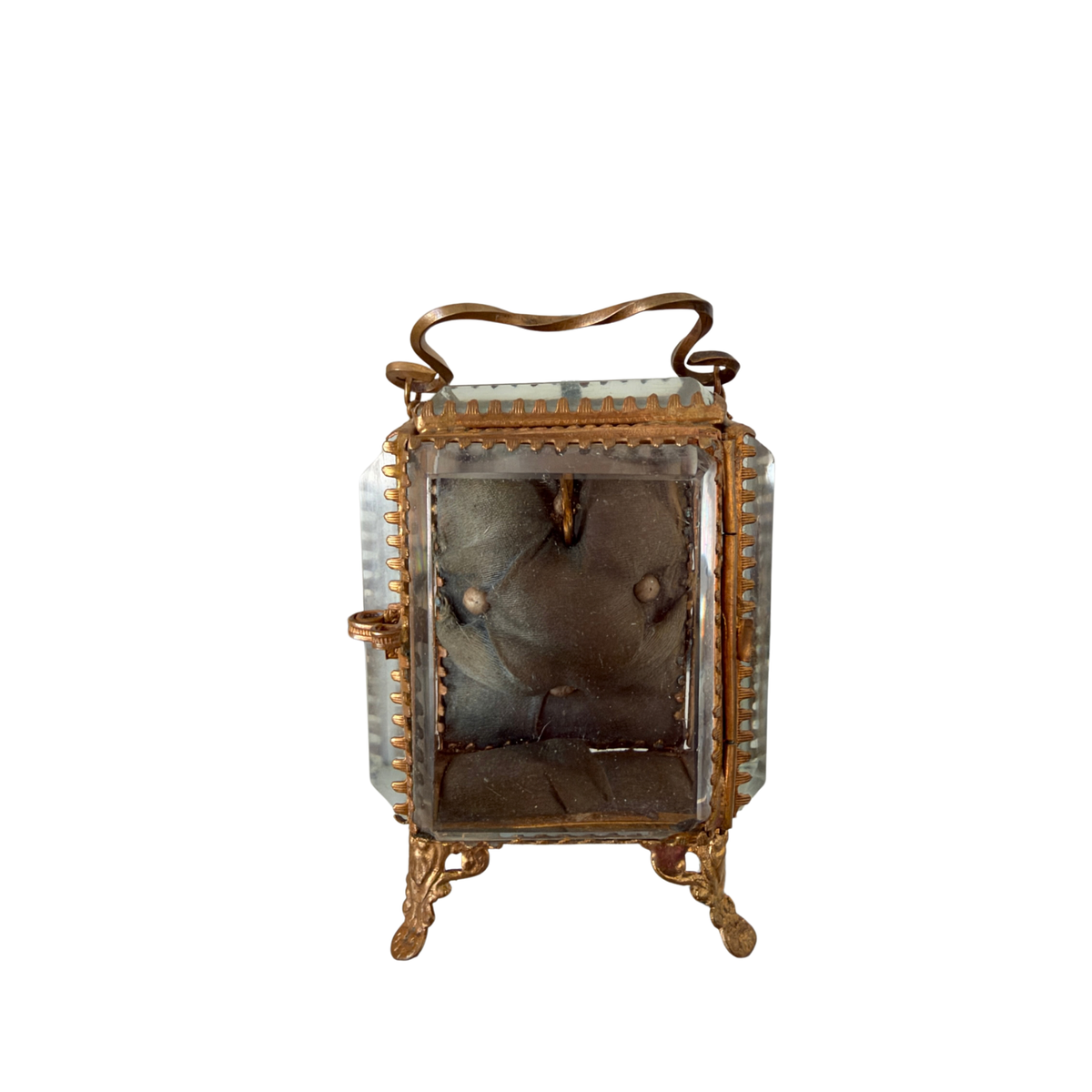 Antique French Beveled Glass Pocket Watch Display Case