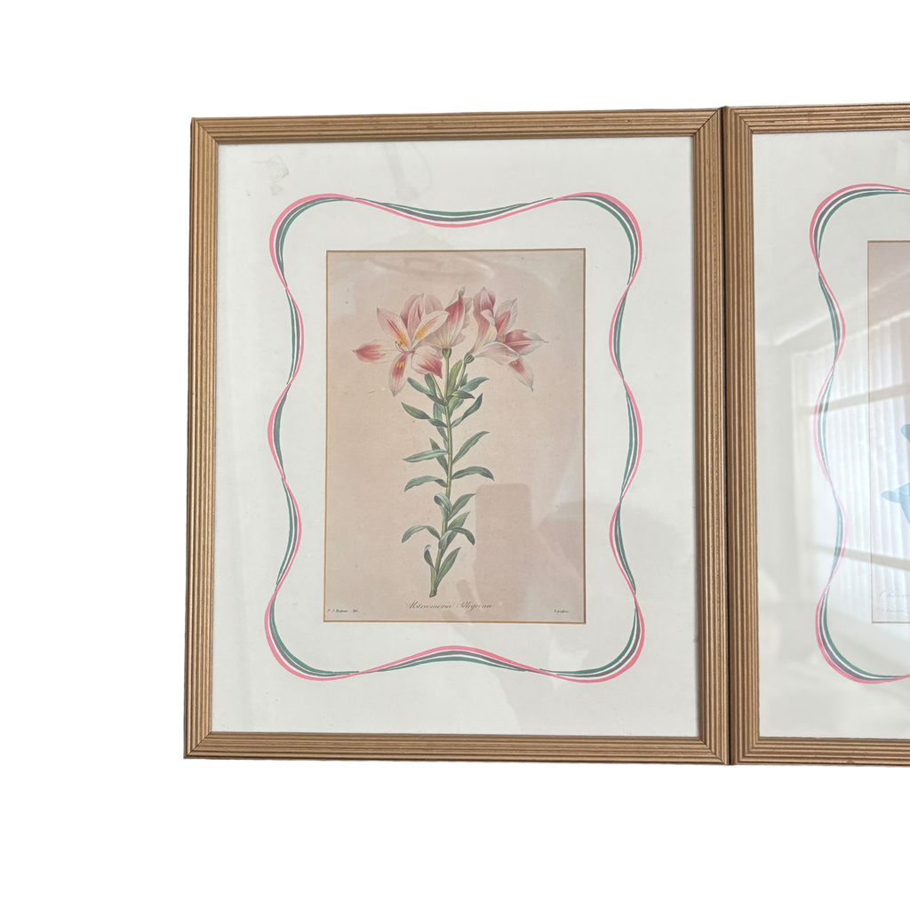 Vintage Reproduction Antique Botanicals Pair