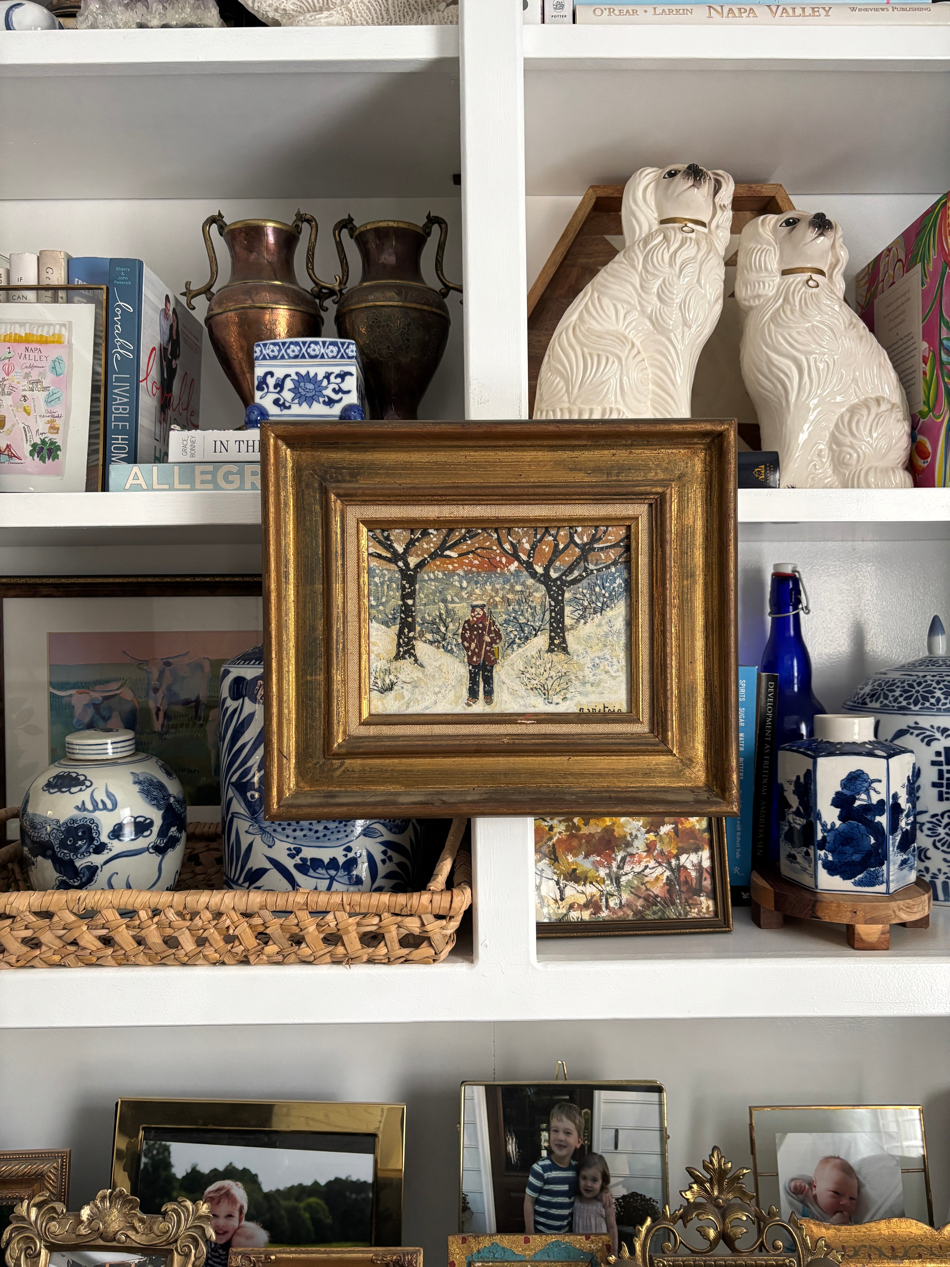 Vintage oil painting, man in winter