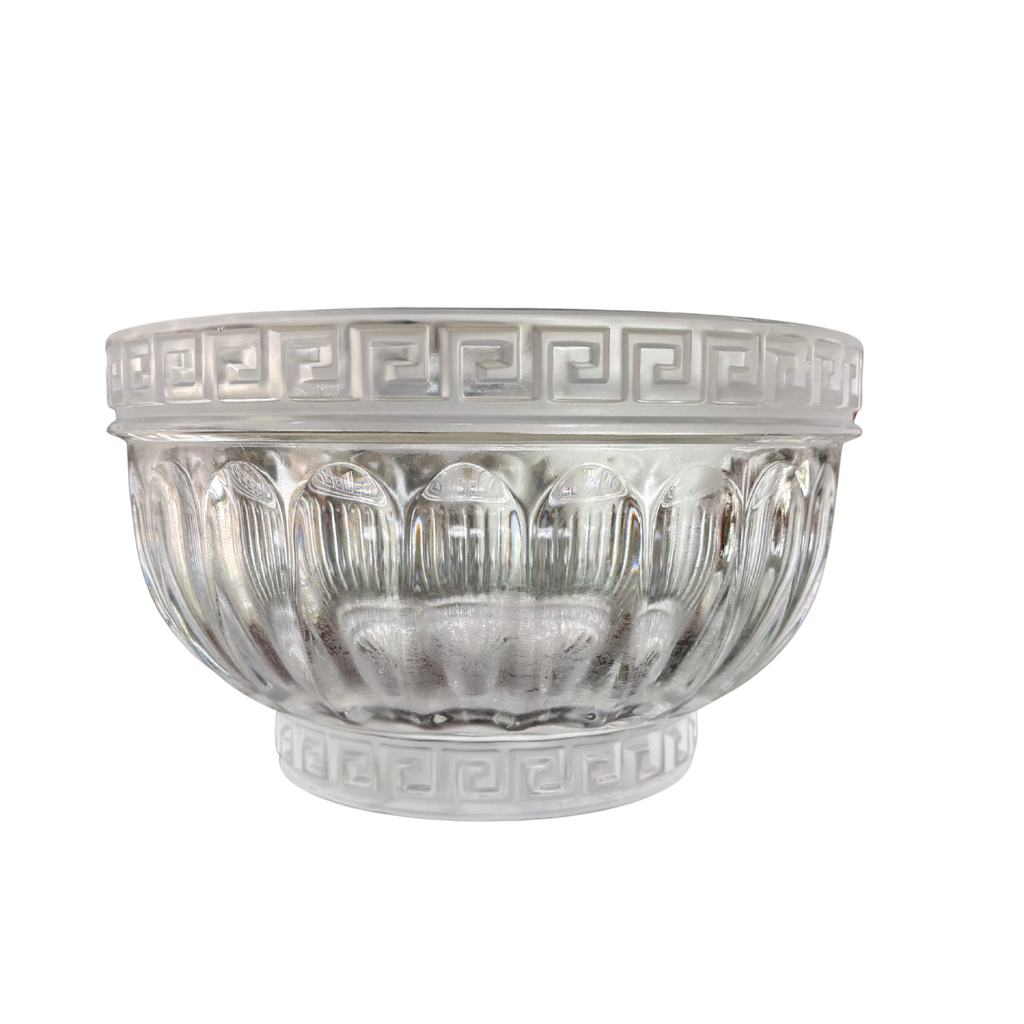 Vintage Crystal Greek Key Centerpiece Bowl