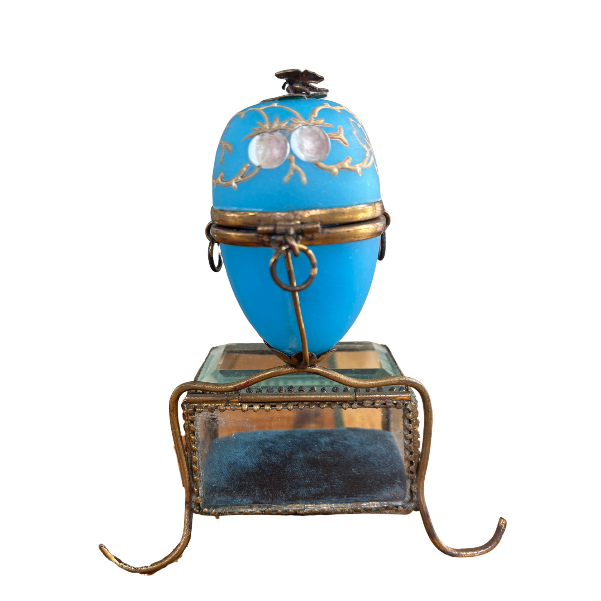 Antique French Opaline Egg-Form Casket