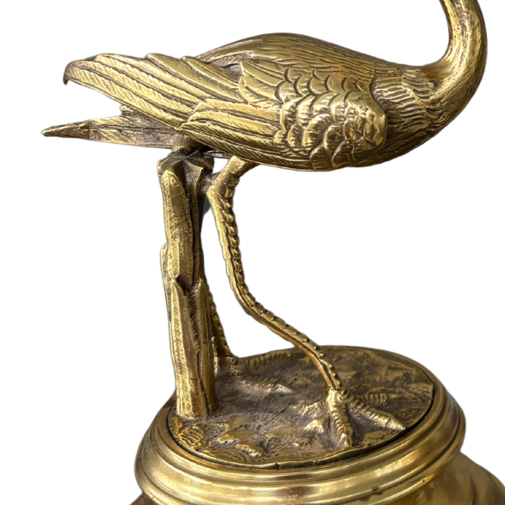 Laquered Brass Crane Candleholders
