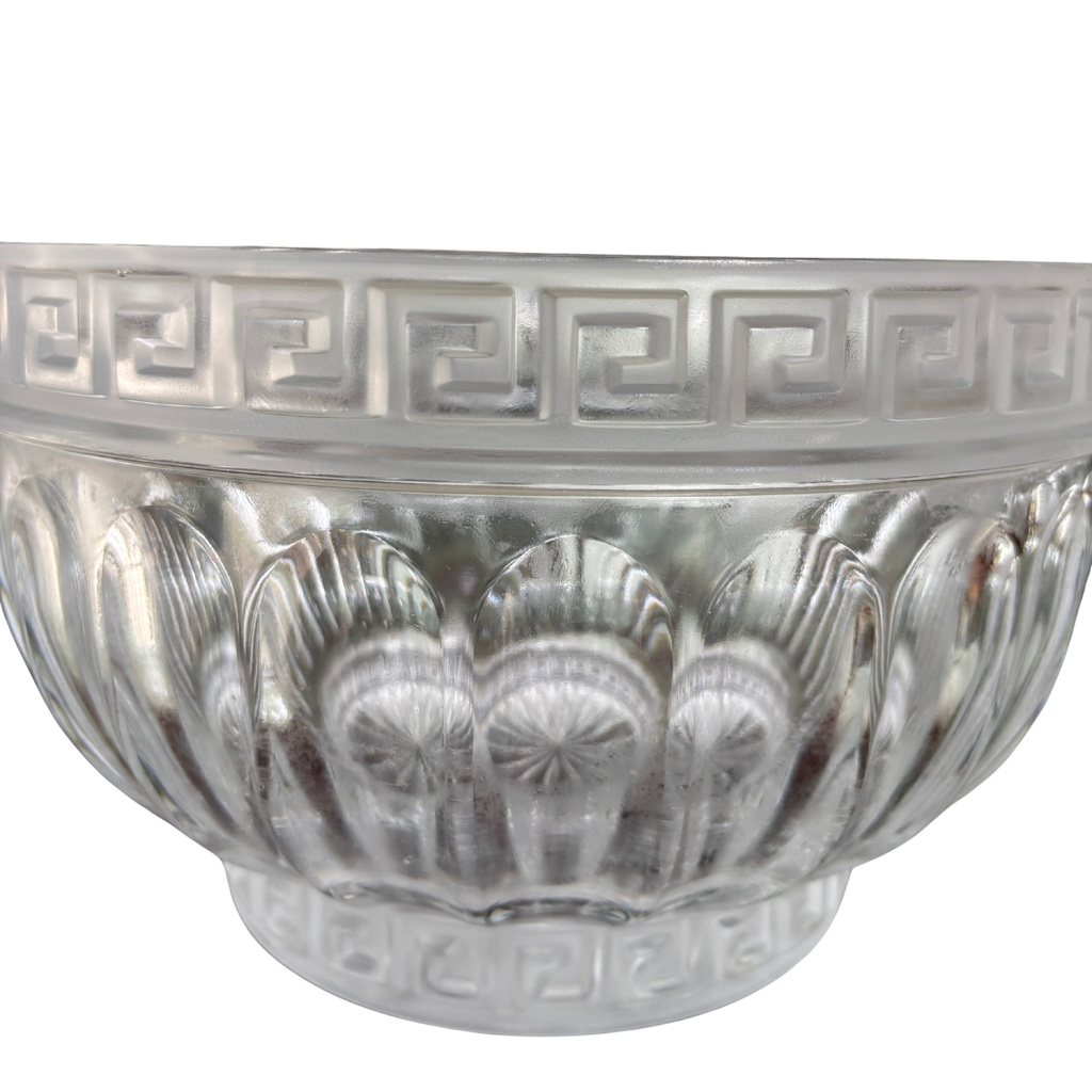 Vintage Crystal Greek Key Centerpiece Bowl