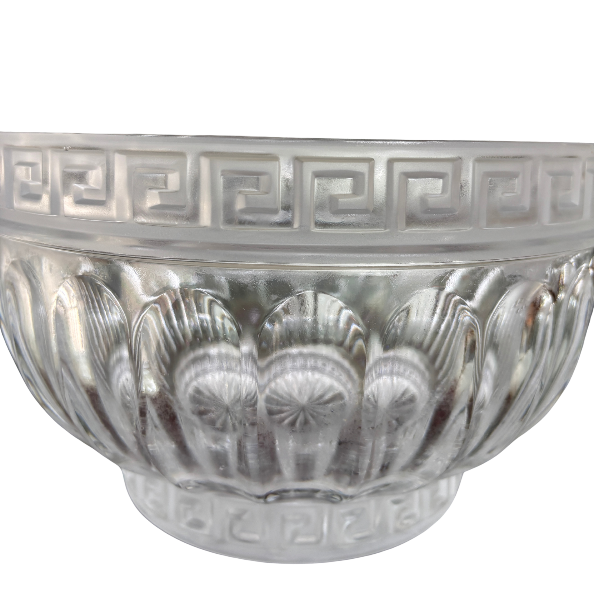 Vintage Crystal Greek Key Centerpiece Bowl