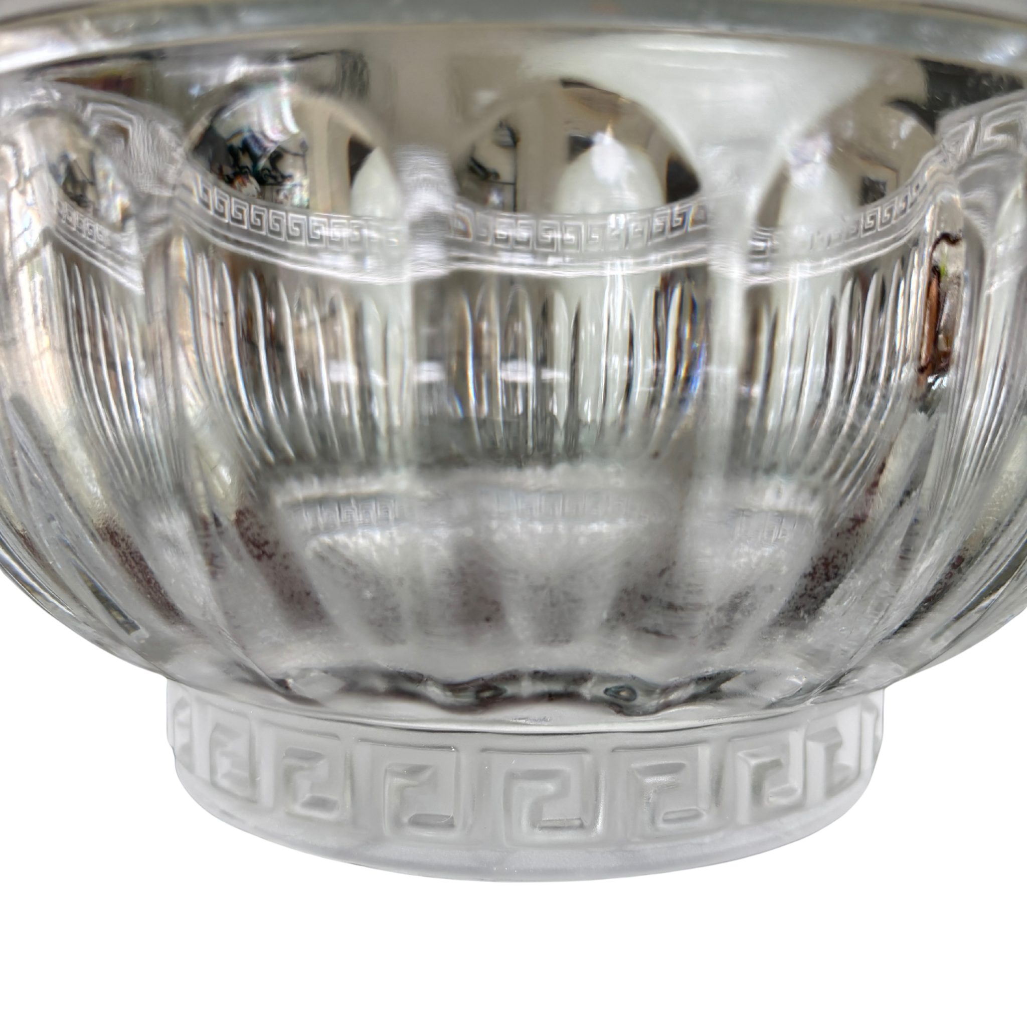 Vintage Crystal Greek Key Centerpiece Bowl