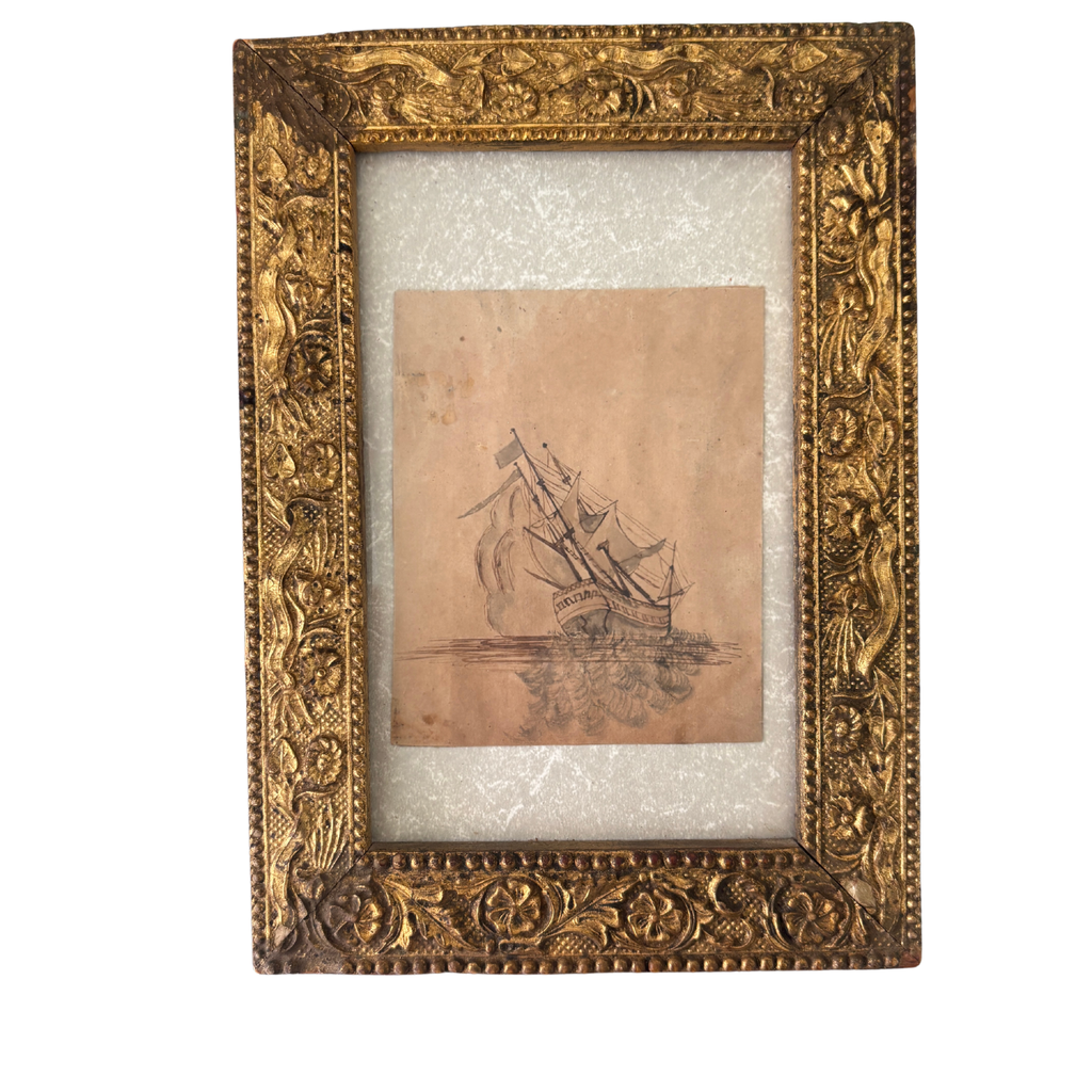 Antique Maritime Ship Drawing