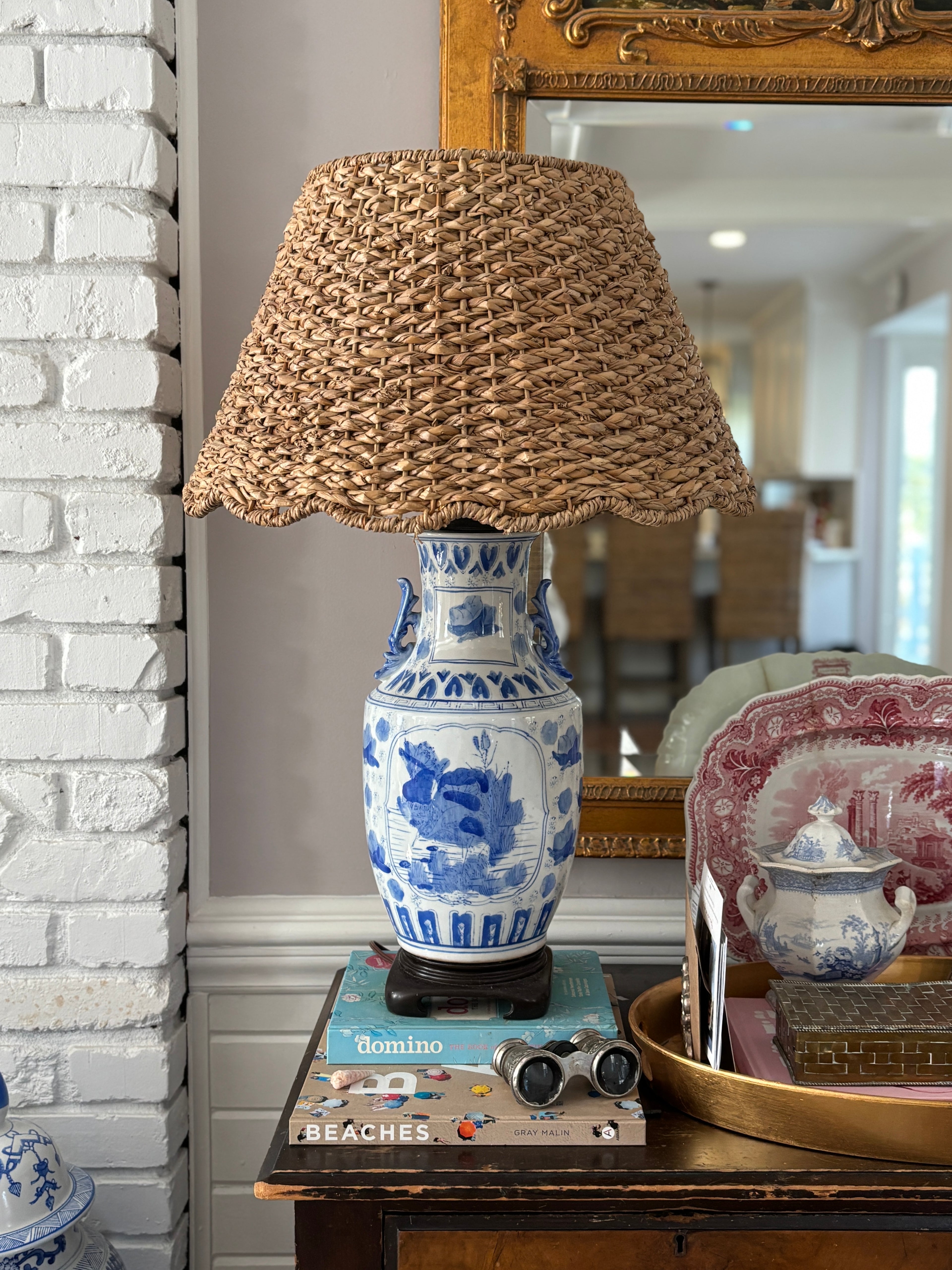 Blue and White Chinoiserie Table Lamp