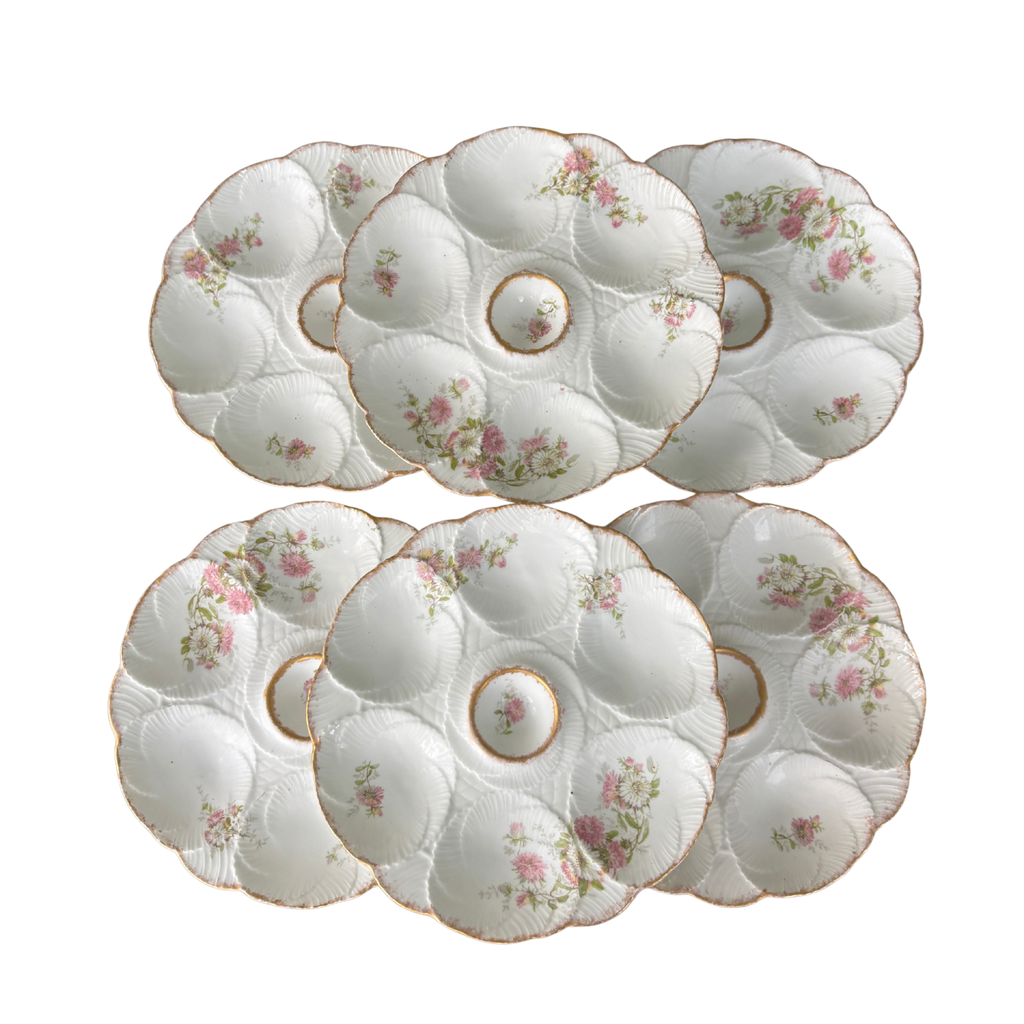 Antique Floral Oyster Plates, Sold Individually
