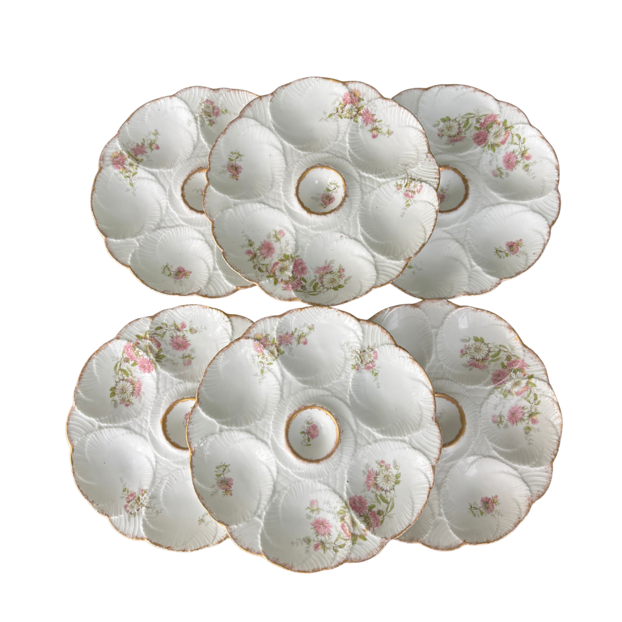 Antique Floral Oyster Plates, Sold Individually