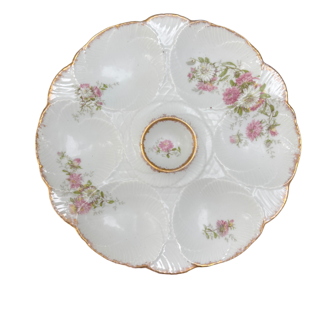 Antique Floral Oyster Plates, Sold Individually