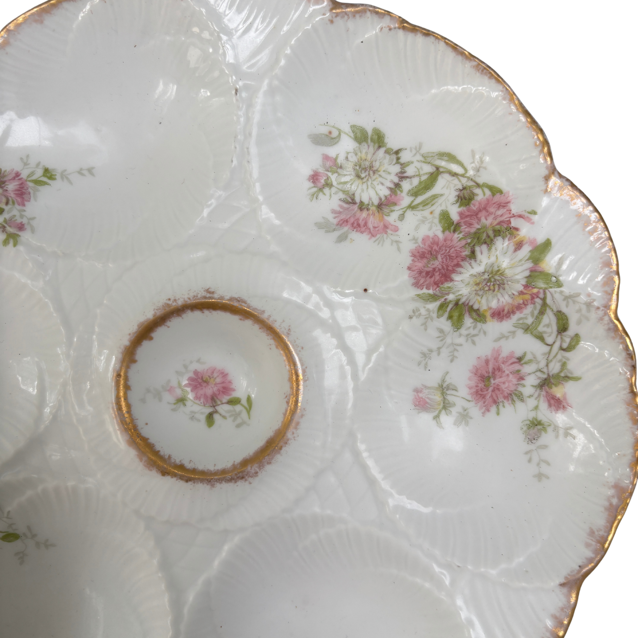 Antique Floral Oyster Plates, Sold Individually