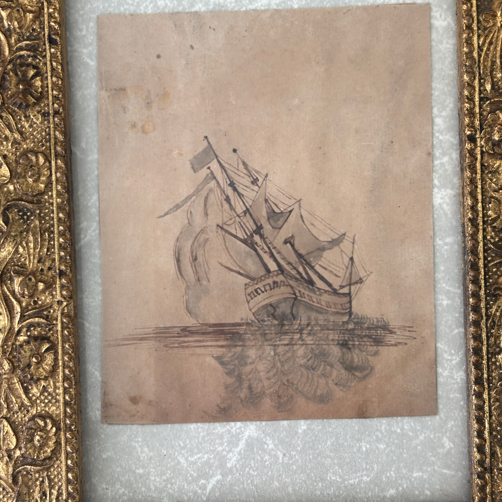Antique Maritime Ship Drawing