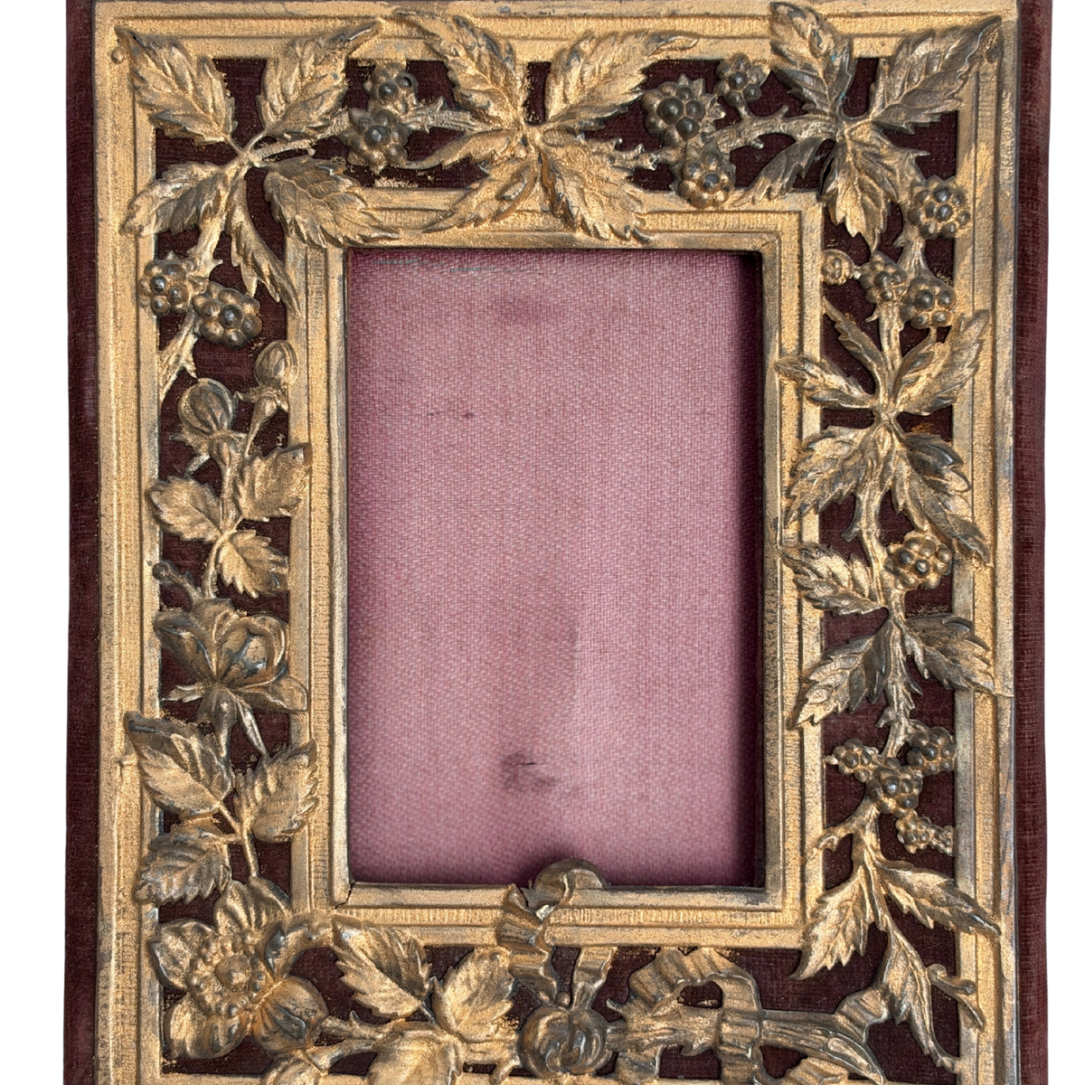 Antique French Gilt Metal & Velvet Photo Frames