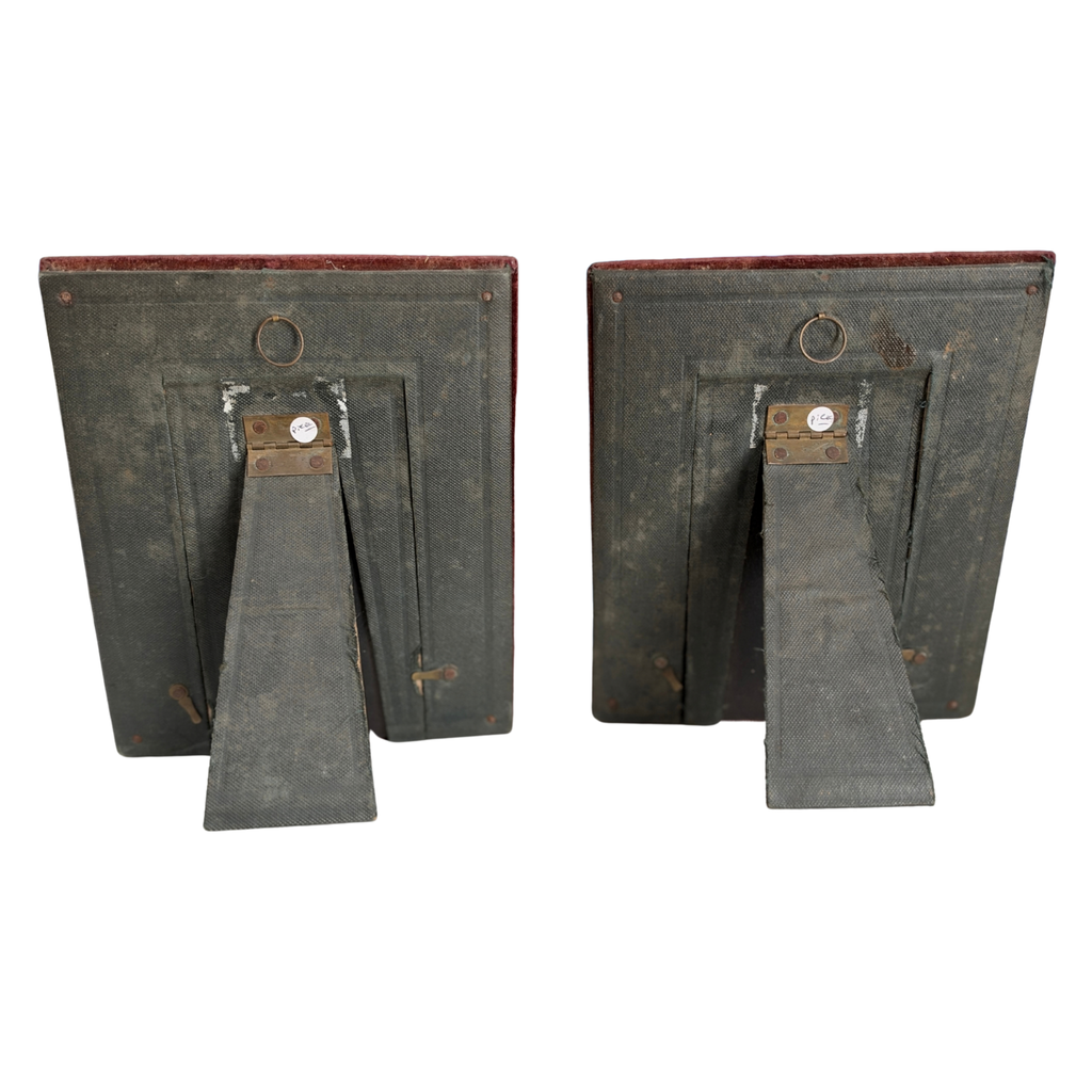 Antique French Gilt Metal & Velvet Photo Frames
