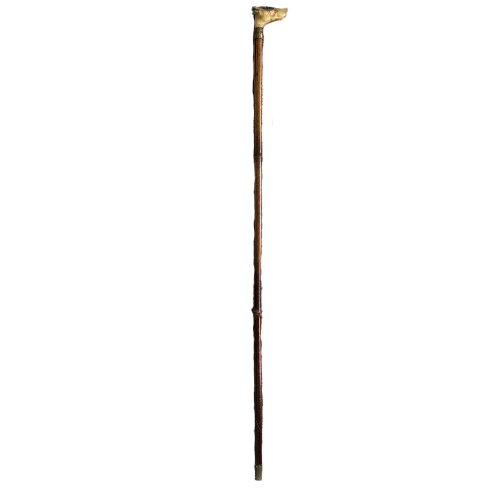 Carved Horn Dog Head Cane