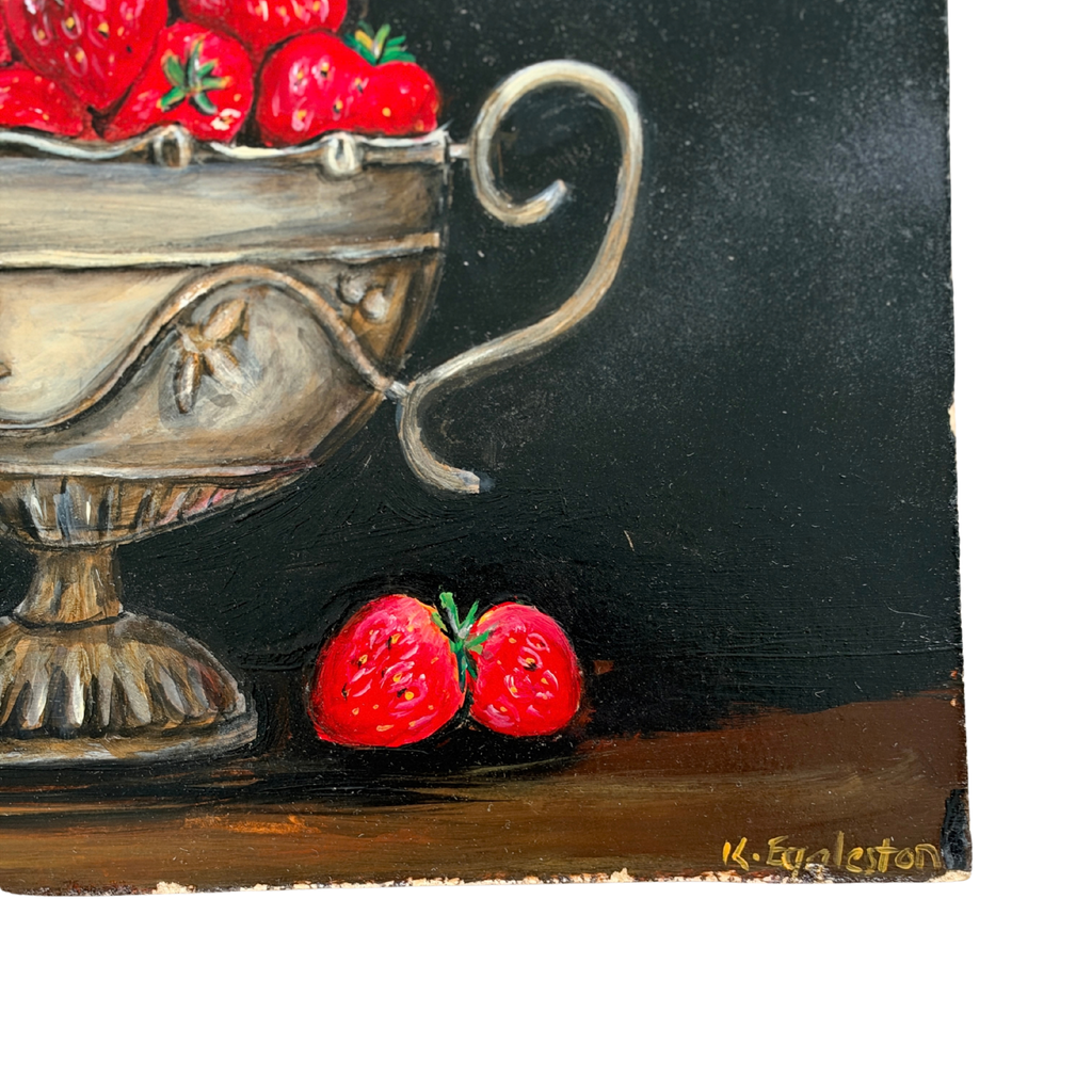 Original Oil Painting on Board of Strawberries in a Trophy Urn