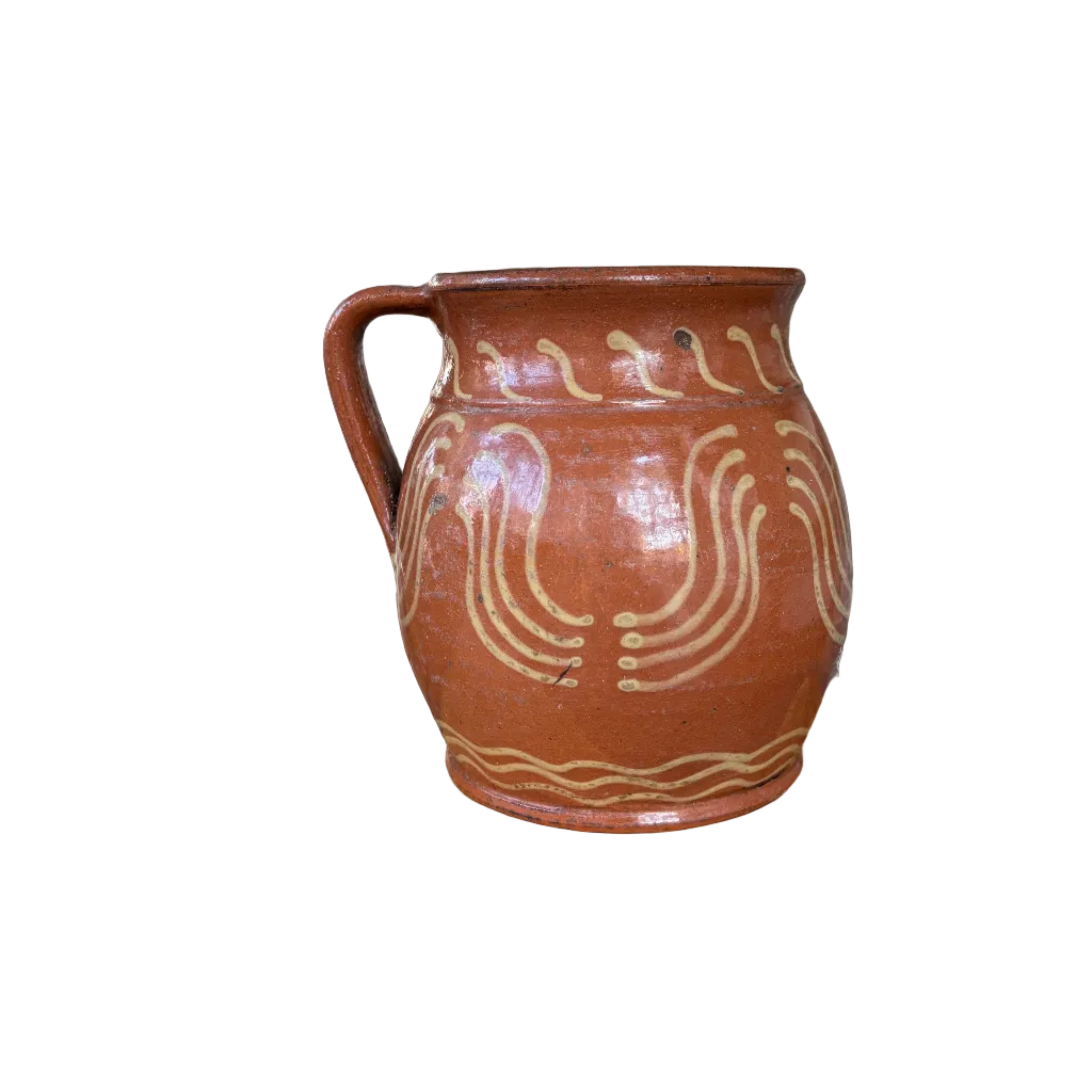 Older Vintage Hand-thrown European earthenware pitcher