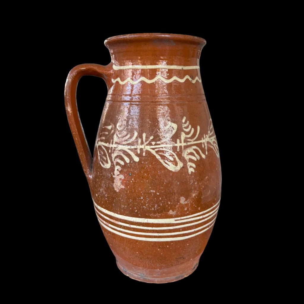 Older Vintage Slip-decorated European redware pitcher