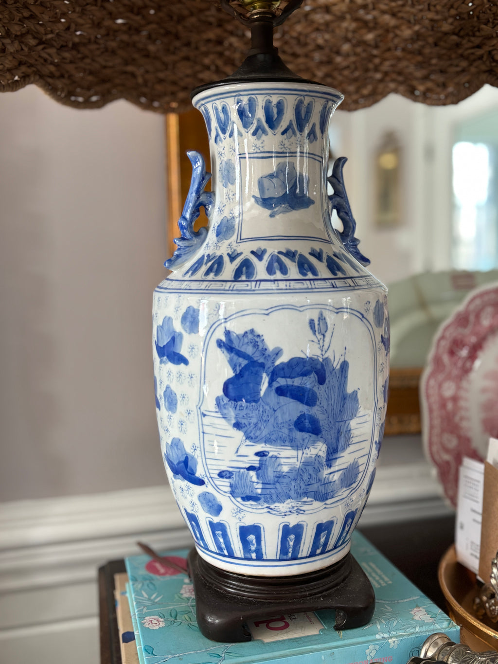 Blue and White Chinoiserie Table Lamp