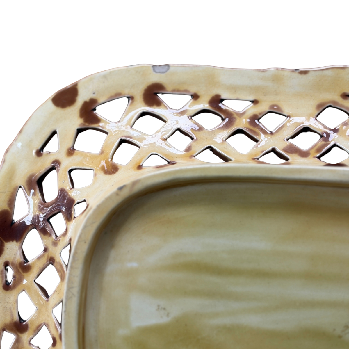Antique Majolica Twig Pierced Platter