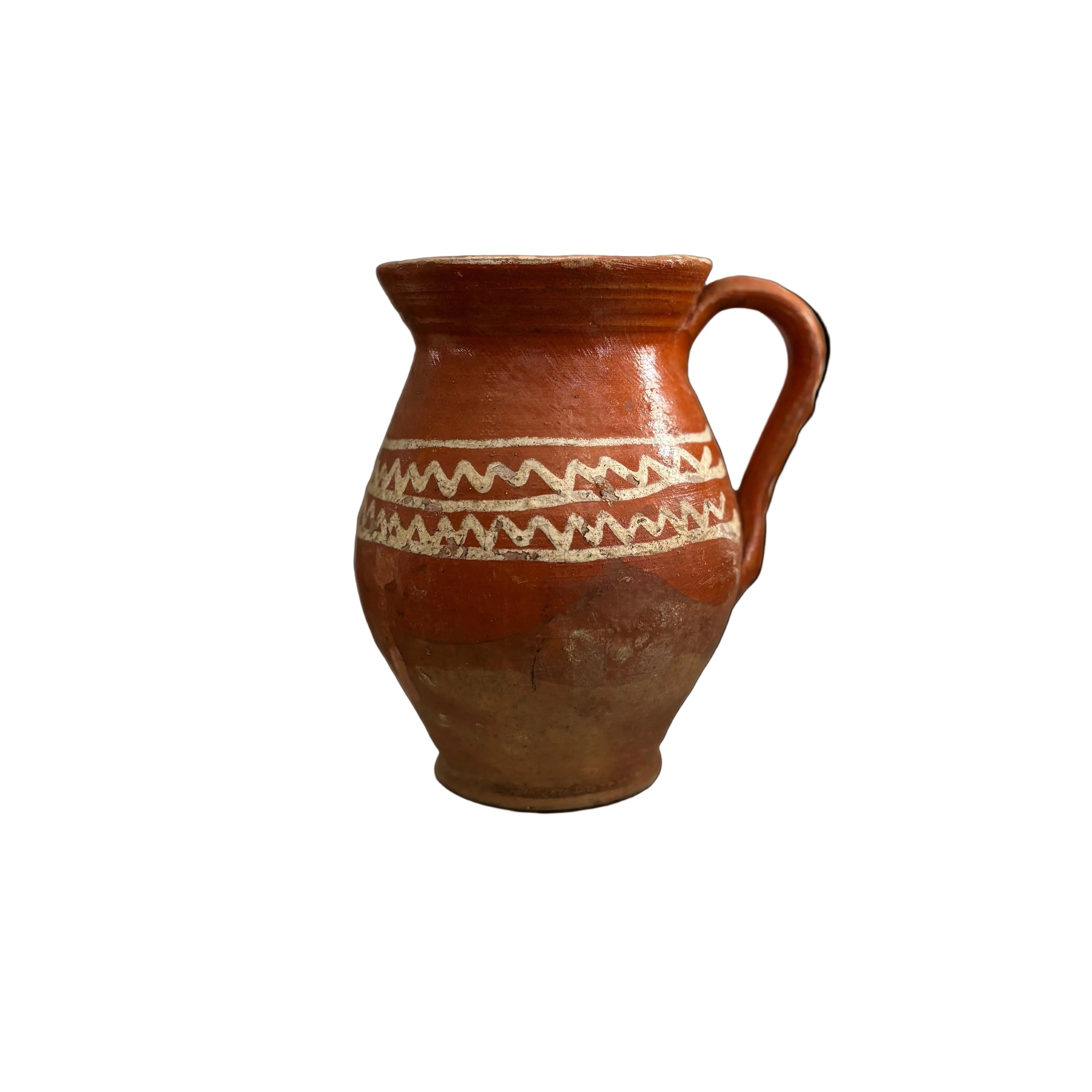 Antique Eastern European Folk Pottery Jug