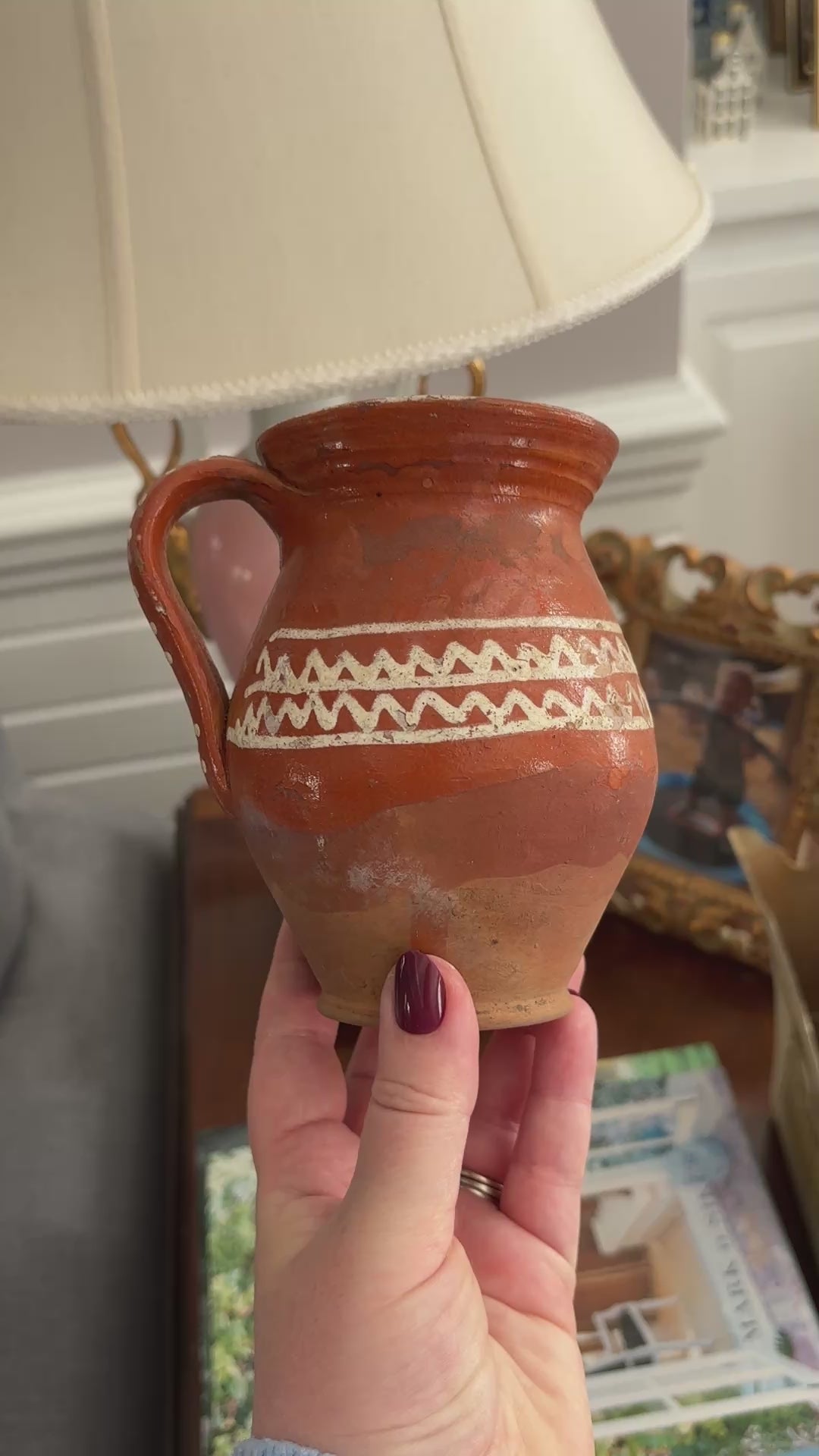 Antique Eastern European Folk Pottery Jug